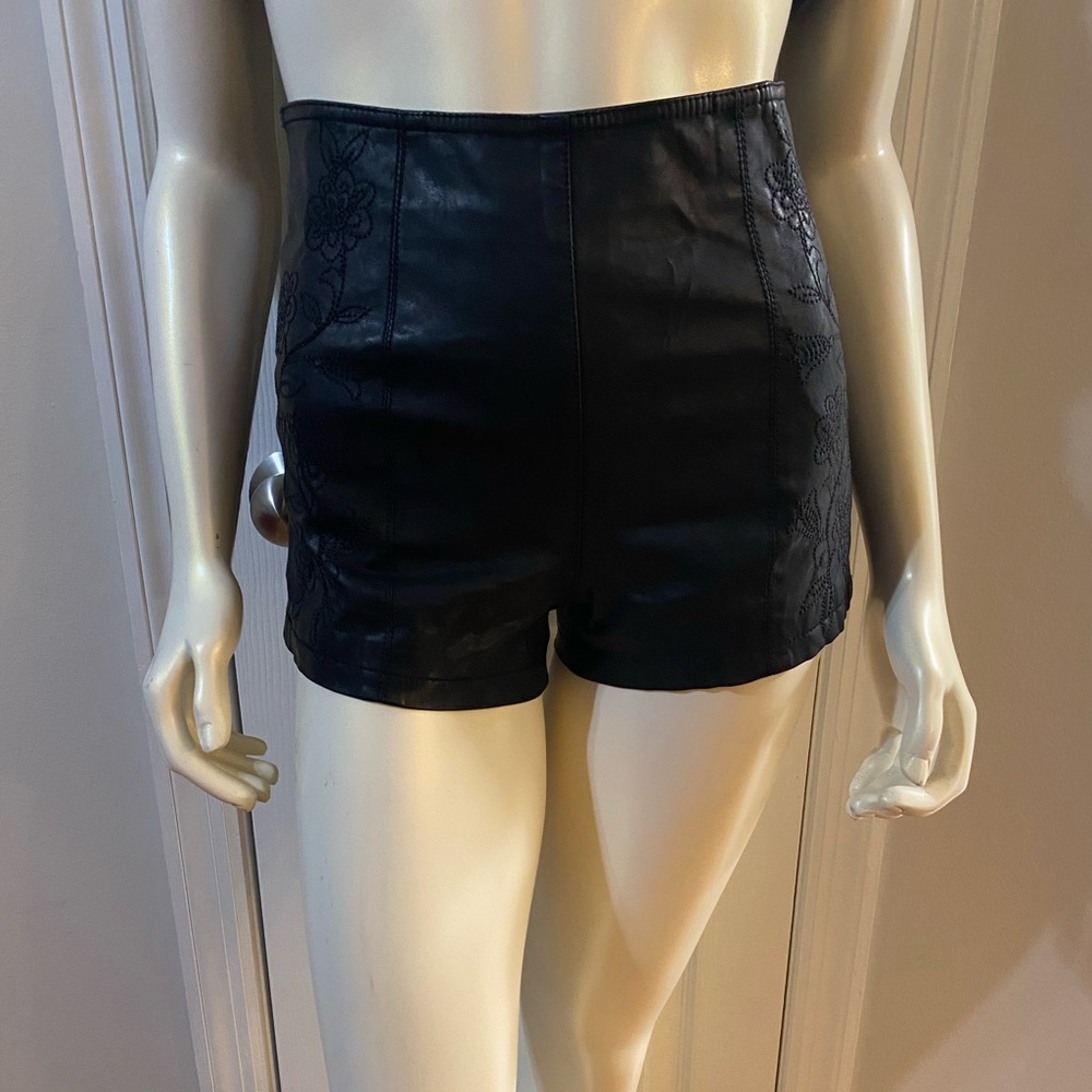Black leather shorts